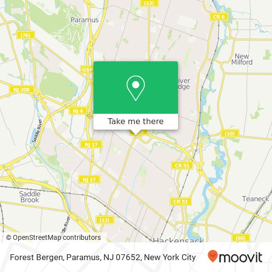 Mapa de Forest Bergen, Paramus, NJ 07652