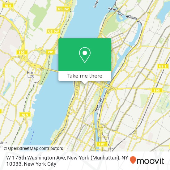 Mapa de W 175th Washington Ave, New York (Manhattan), NY 10033