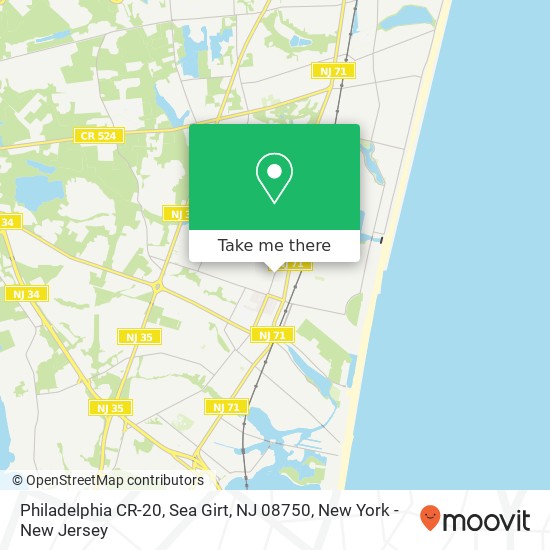 Mapa de Philadelphia CR-20, Sea Girt, NJ 08750