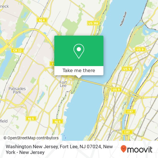 Mapa de Washington New Jersey, Fort Lee, NJ 07024