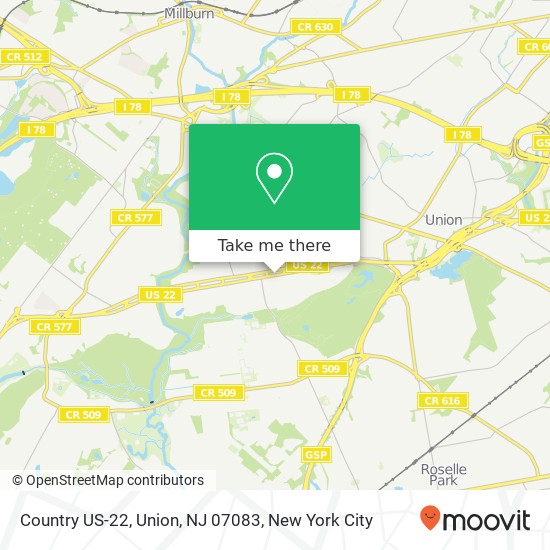 Country US-22, Union, NJ 07083 map