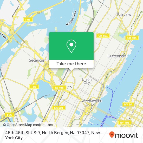 Mapa de 45th 45th St US-9, North Bergen, NJ 07047