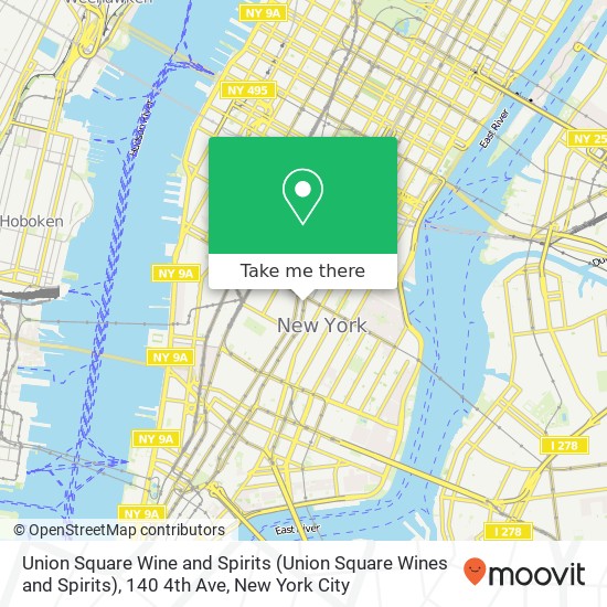 Mapa de Union Square Wine and Spirits (Union Square Wines and Spirits), 140 4th Ave