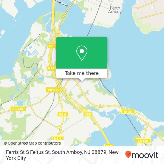 Mapa de Ferris St S Feltus St, South Amboy, NJ 08879