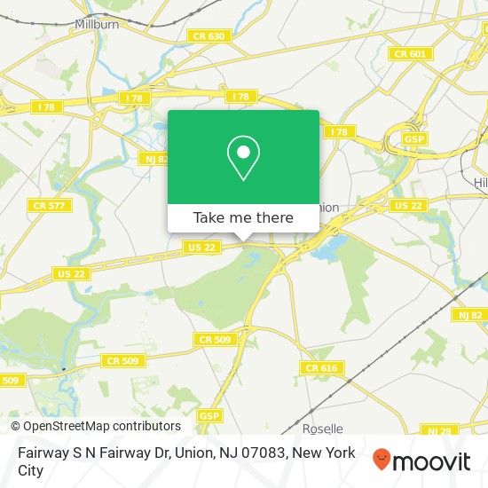 Mapa de Fairway S N Fairway Dr, Union, NJ 07083