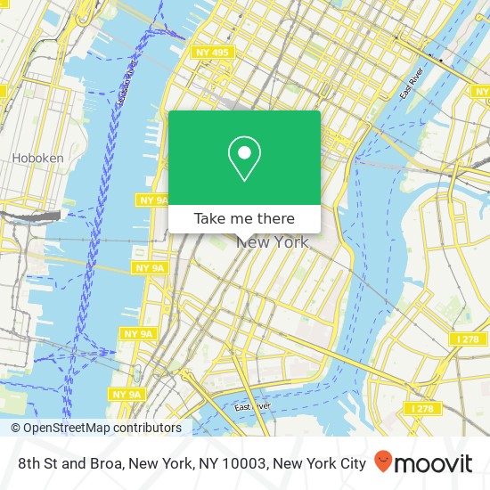 8th St and Broa, New York, NY 10003 map