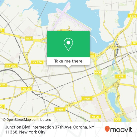 Junction Blvd intersection 37th Ave, Corona, NY 11368 map