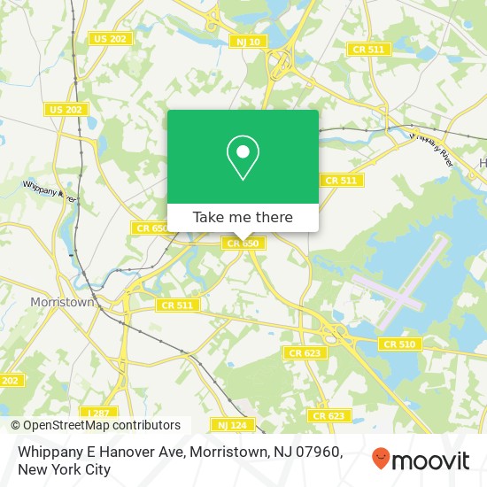 Whippany E Hanover Ave, Morristown, NJ 07960 map