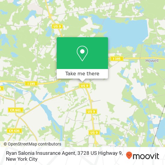 Ryan Salonia Insusrance Agent, 3728 US Highway 9 map