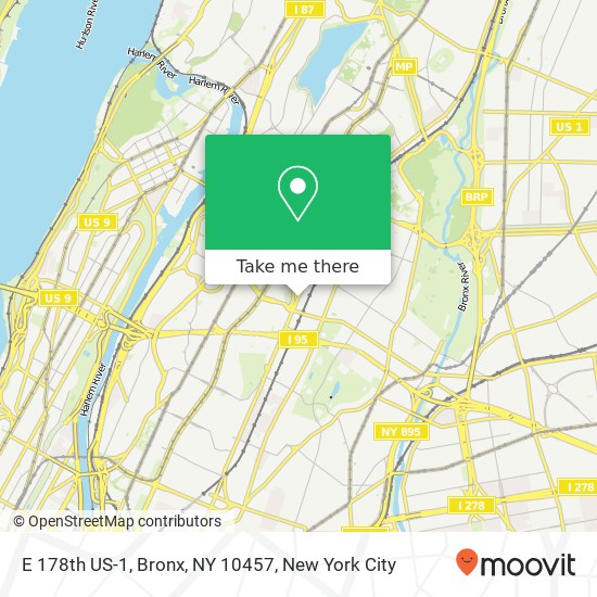 E 178th US-1, Bronx, NY 10457 map