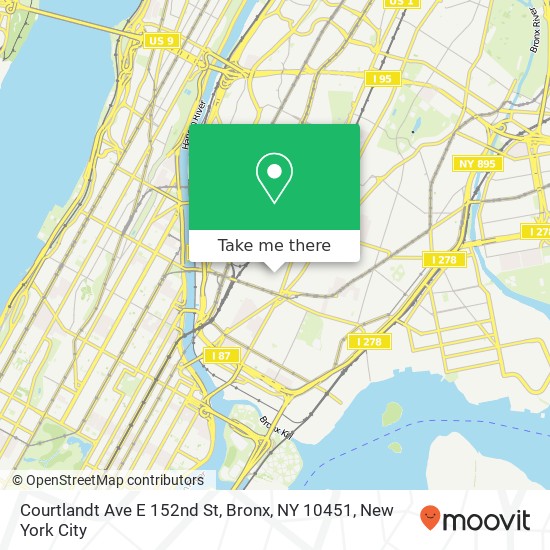 Mapa de Courtlandt Ave E 152nd St, Bronx, NY 10451