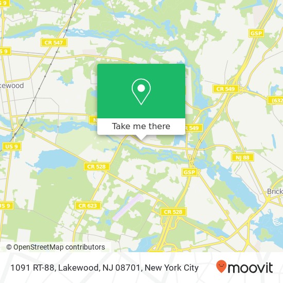 Mapa de 1091 RT-88, Lakewood, NJ 08701