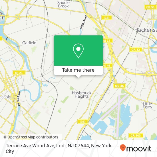 Mapa de Terrace Ave Wood Ave, Lodi, NJ 07644