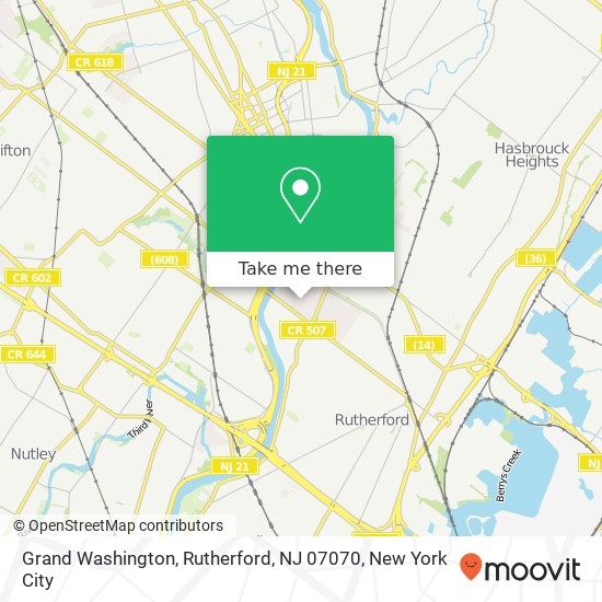 Mapa de Grand Washington, Rutherford, NJ 07070