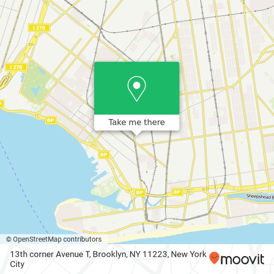 13th corner Avenue T, Brooklyn, NY 11223 map