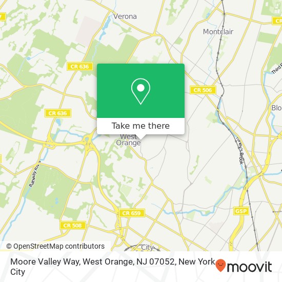 Mapa de Moore Valley Way, West Orange, NJ 07052