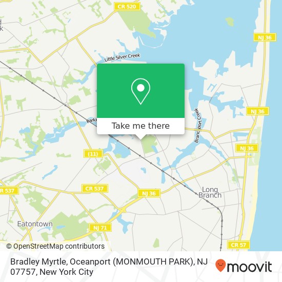 Mapa de Bradley Myrtle, Oceanport (MONMOUTH PARK), NJ 07757