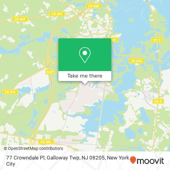 Mapa de 77 Crowndale Pl, Galloway Twp, NJ 08205