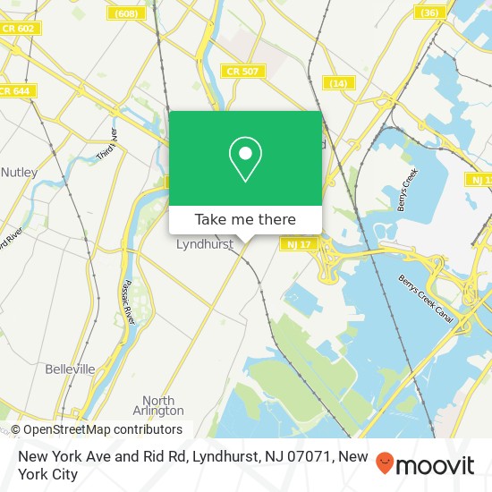 New York Ave and Rid Rd, Lyndhurst, NJ 07071 map