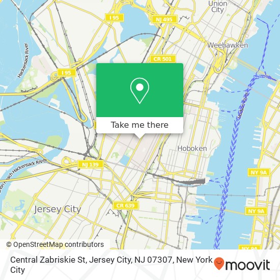 Mapa de Central Zabriskie St, Jersey City, NJ 07307