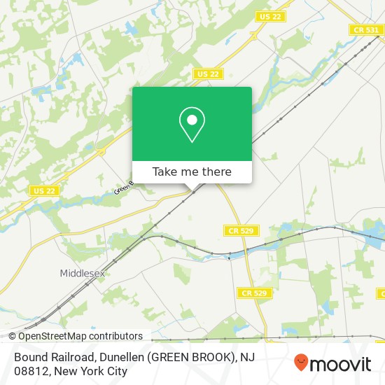 Bound Railroad, Dunellen (GREEN BROOK), NJ 08812 map