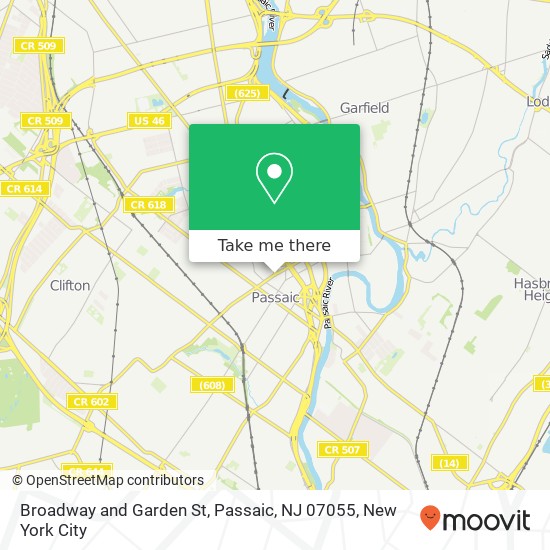 Mapa de Broadway and Garden St, Passaic, NJ 07055