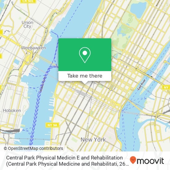 Mapa de Central Park Physical Medicin E and Rehabilitation
