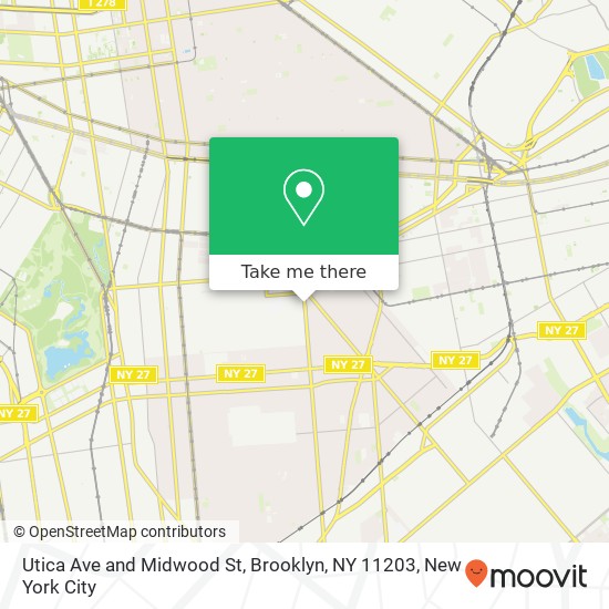 Mapa de Utica Ave and Midwood St, Brooklyn, NY 11203