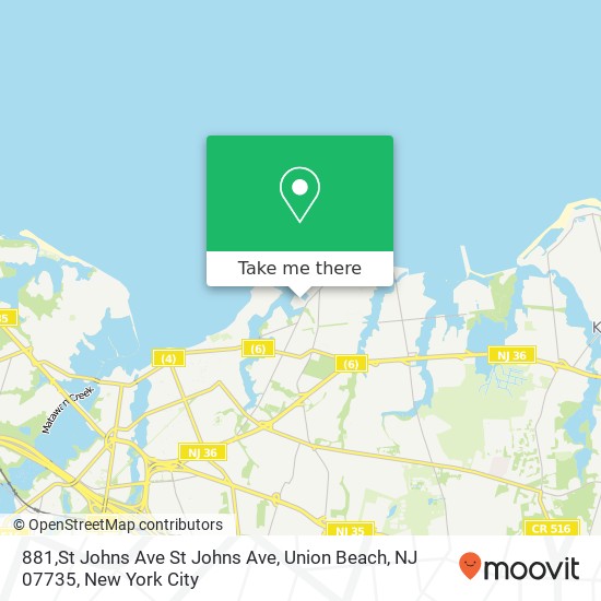 Mapa de 881,St Johns Ave St Johns Ave, Union Beach, NJ 07735
