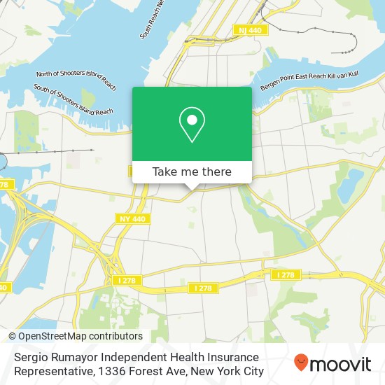 Mapa de Sergio Rumayor Independent Health Insurance Representative, 1336 Forest Ave