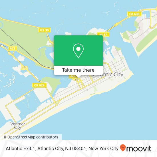 Mapa de Atlantic Exit 1, Atlantic City, NJ 08401