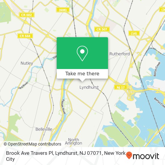 Mapa de Brook Ave Travers Pl, Lyndhurst, NJ 07071