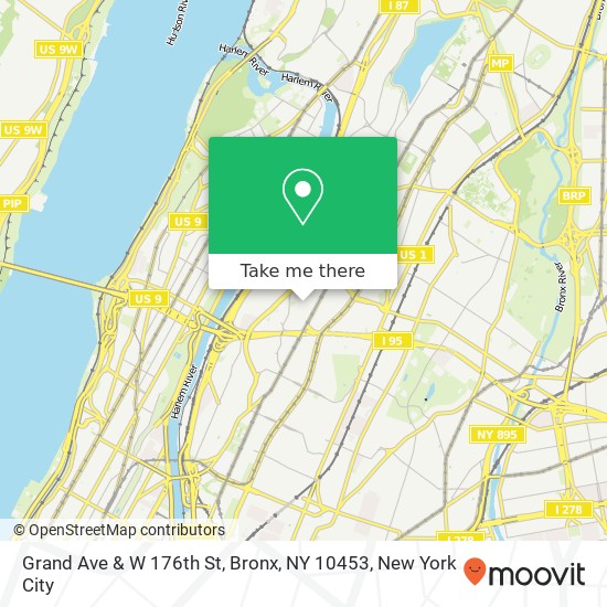 Mapa de Grand Ave & W 176th St, Bronx, NY 10453