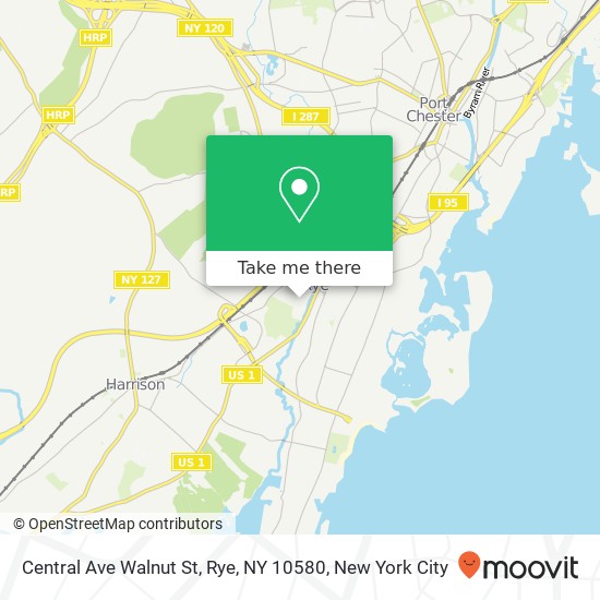 Mapa de Central Ave Walnut St, Rye, NY 10580