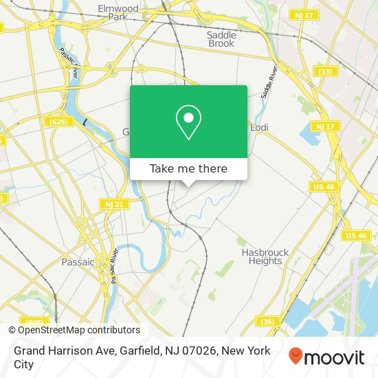 Mapa de Grand Harrison Ave, Garfield, NJ 07026