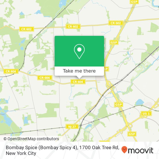 Mapa de Bombay Spice (Bombay Spicy 4), 1700 Oak Tree Rd