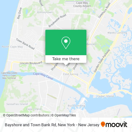 Bayshore and Town Bank Rd map