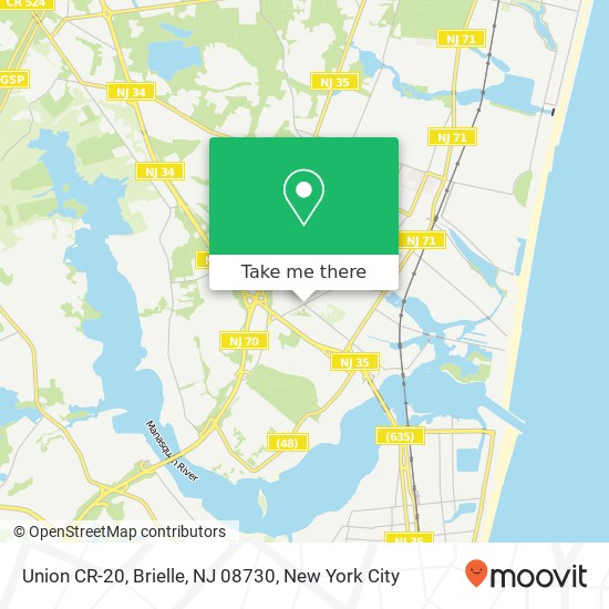 Mapa de Union CR-20, Brielle, NJ 08730