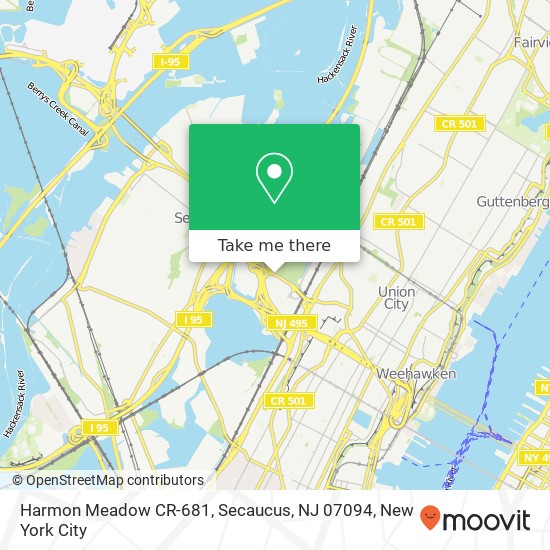 Mapa de Harmon Meadow CR-681, Secaucus, NJ 07094