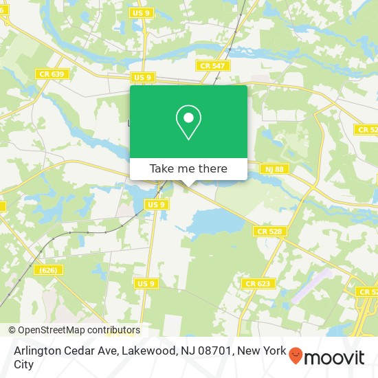 Mapa de Arlington Cedar Ave, Lakewood, NJ 08701