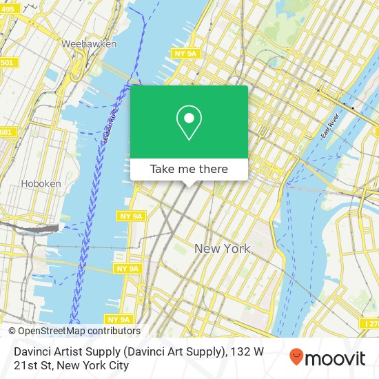 Mapa de Davinci Artist Supply (Davinci Art Supply), 132 W 21st St