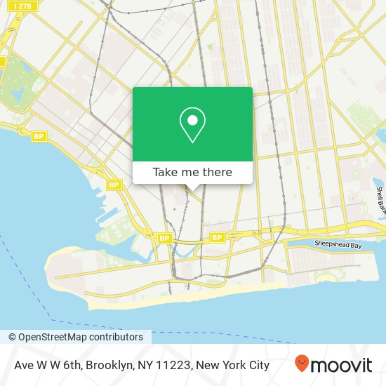 Mapa de Ave W W 6th, Brooklyn, NY 11223
