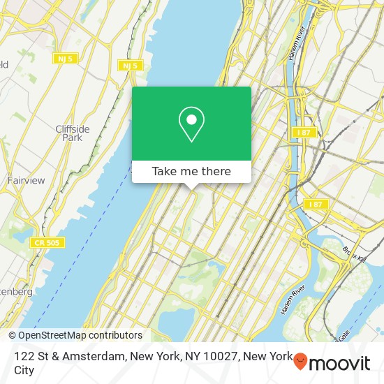 Mapa de 122 St & Amsterdam, New York, NY 10027