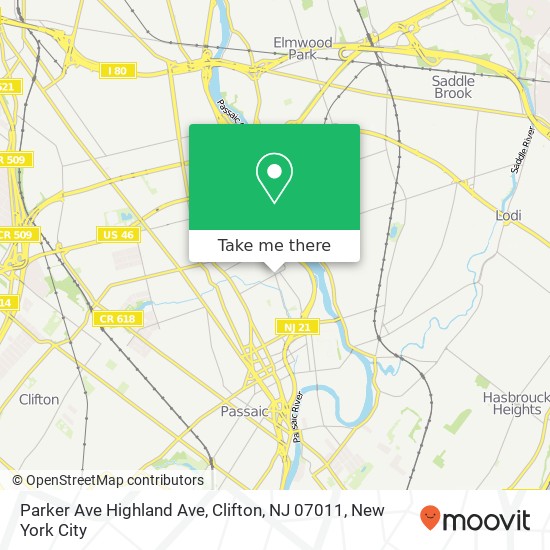 Parker Ave Highland Ave, Clifton, NJ 07011 map