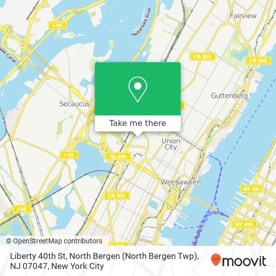 Mapa de Liberty 40th St, North Bergen (North Bergen Twp), NJ 07047