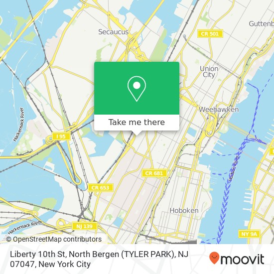 Mapa de Liberty 10th St, North Bergen (TYLER PARK), NJ 07047