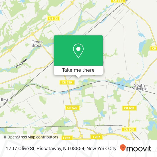 Mapa de 1707 Olive St, Piscataway, NJ 08854