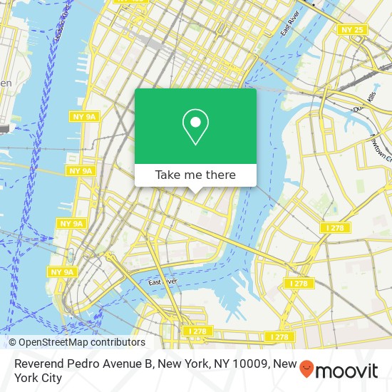 Reverend Pedro Avenue B, New York, NY 10009 map