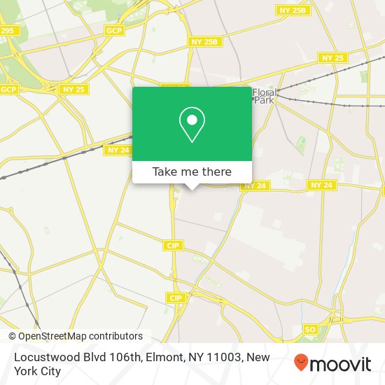 Mapa de Locustwood Blvd 106th, Elmont, NY 11003