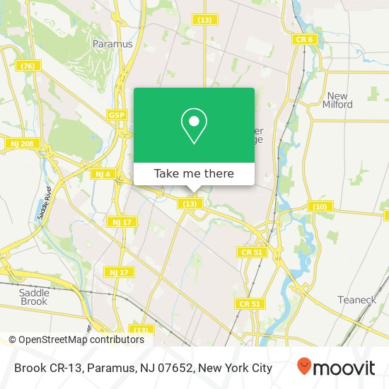 Mapa de Brook CR-13, Paramus, NJ 07652